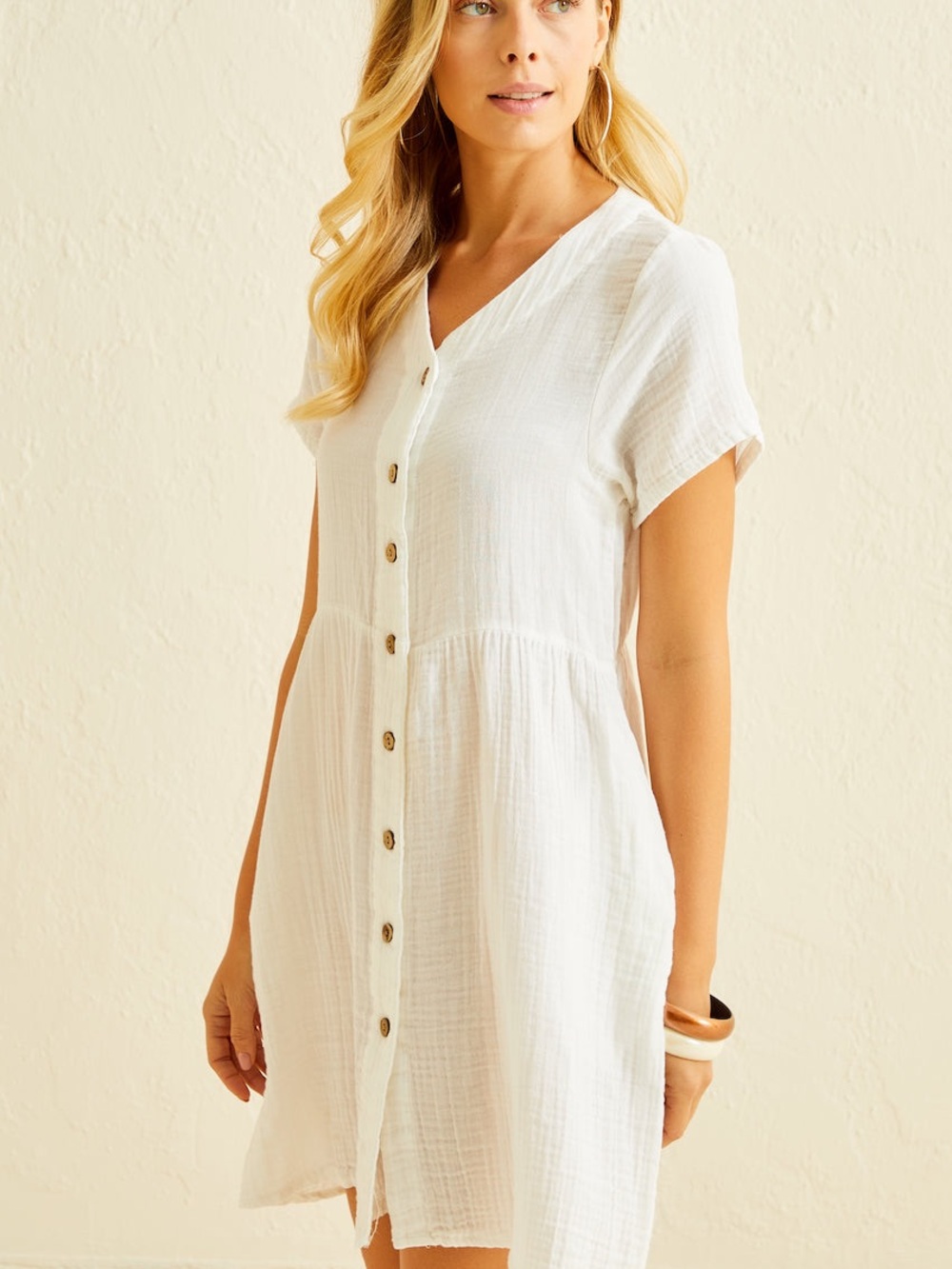 Madewell Muslin Lightspun Cotton Gauze Shirt Dress Button Front White